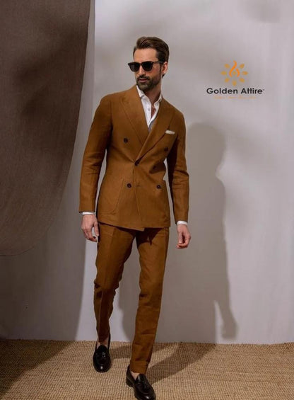 Handcrafted Double Breasted Men's Suit, Wedding Groom Attire