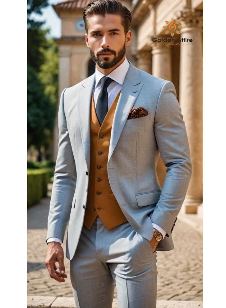 Grey Classic 3-Piece Suit: Bespoke Groom/Prom Suit