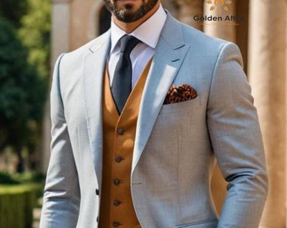 Grey Classic 3-Piece Suit: Bespoke Groom/Prom Suit