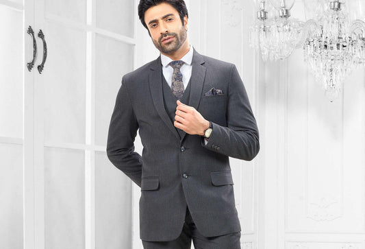 Dark Grey Three Piece Suit, Slim Fit Wedding Suit, Bespoke Suit