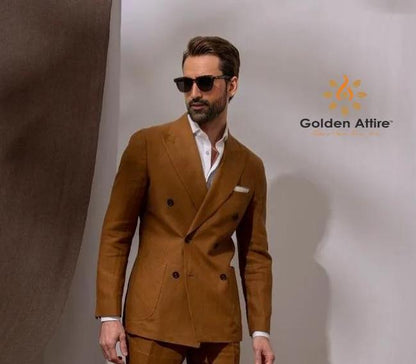 Handcrafted Double Breasted Men's Suit, Wedding Groom Attire
