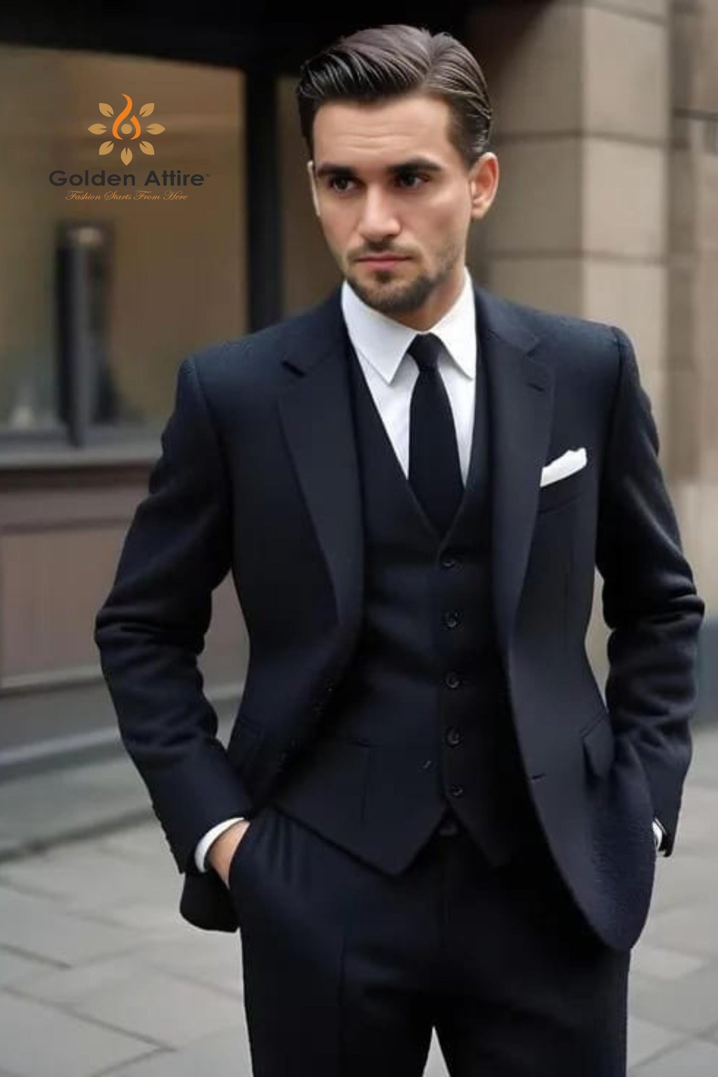 Navy Blue Three-Piece Suit: Terry Rayon Bespoke Suit