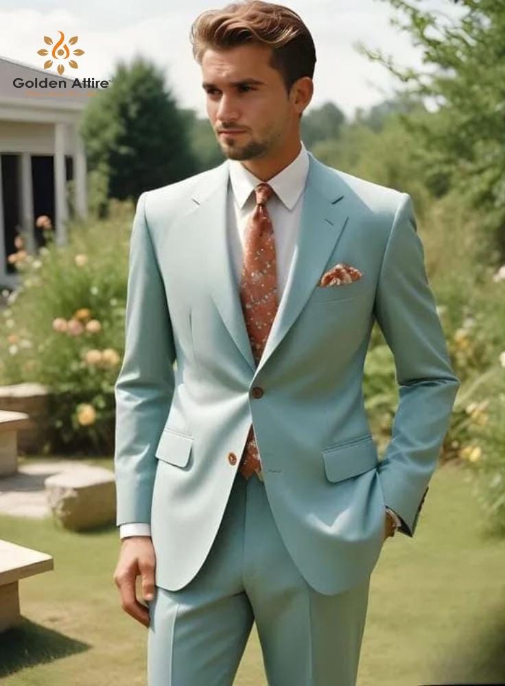 Pale Green 3-Piece Suit, Stylish Luxury Bespoke Men's Suit