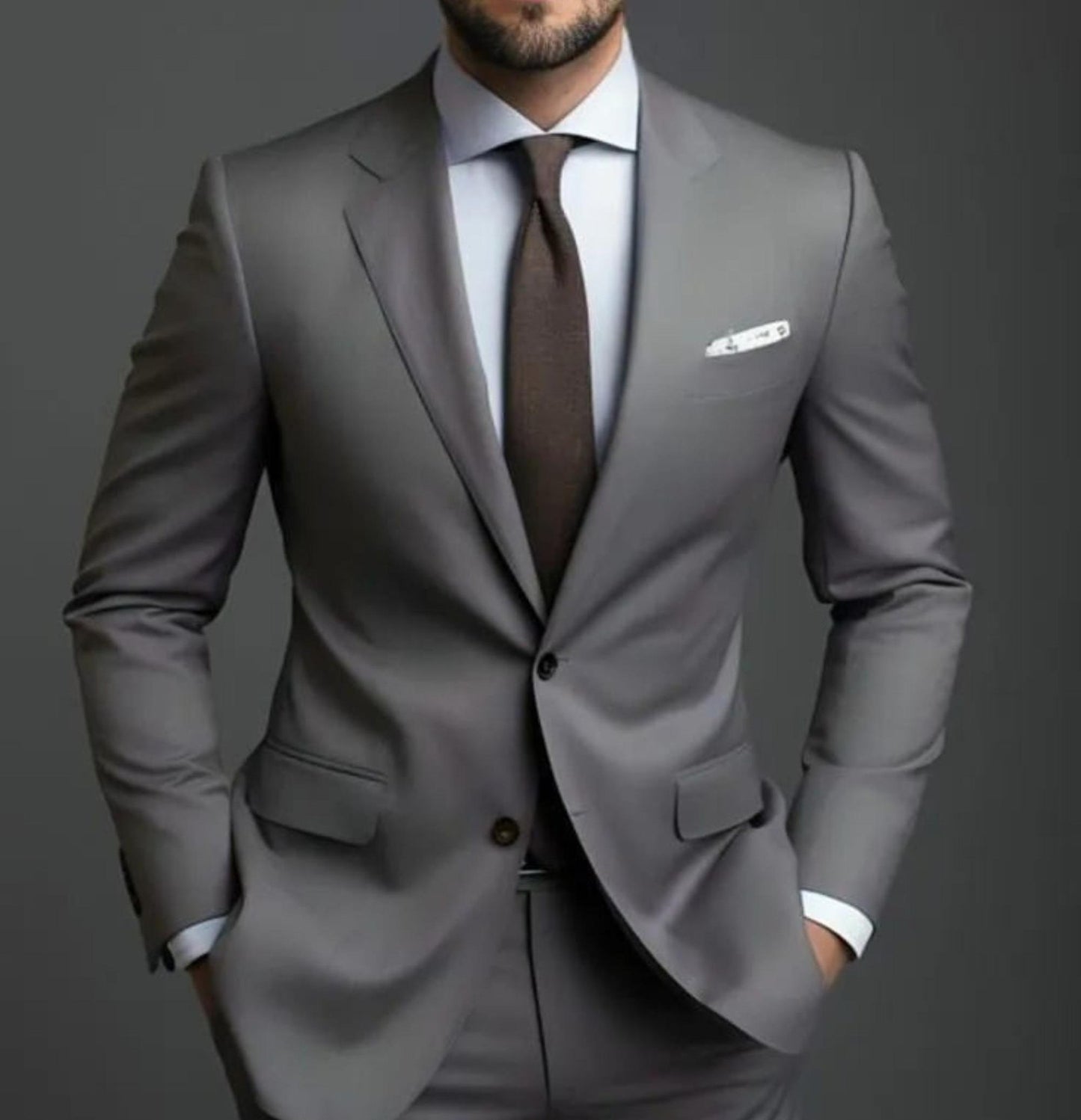 Grey Terry Rayon Men's Suit: Bespoke Wedding Prom Suit