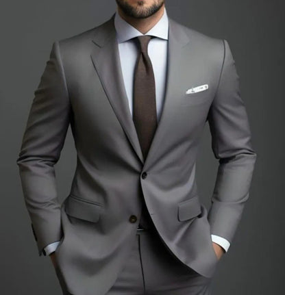 Grey Terry Rayon Men's Suit: Bespoke Wedding Prom Suit