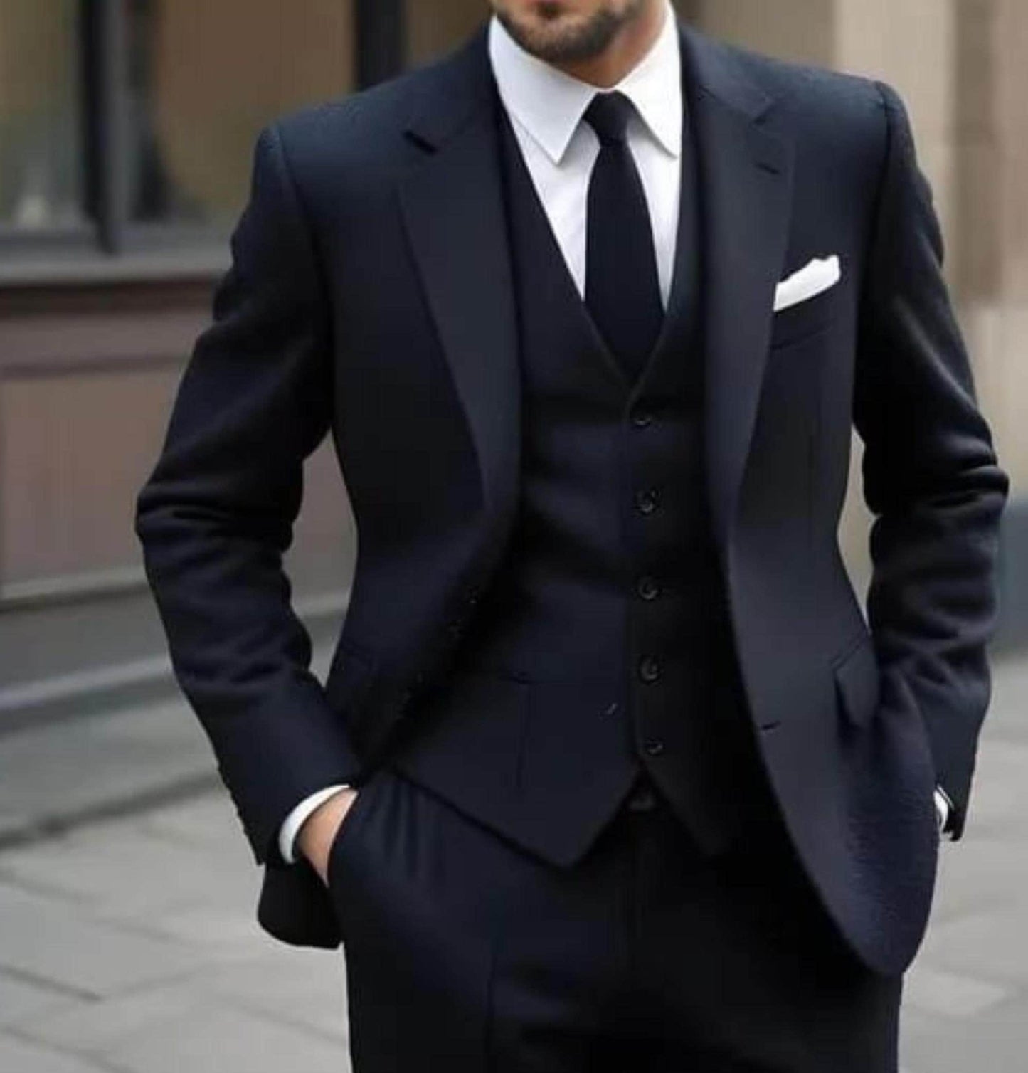Navy Blue Three-Piece Suit: Terry Rayon Bespoke Suit