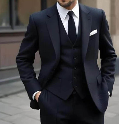 Navy Blue Three-Piece Suit: Terry Rayon Bespoke Suit