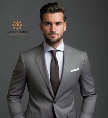 Grey Terry Rayon Men's Suit: Bespoke Wedding Prom Suit