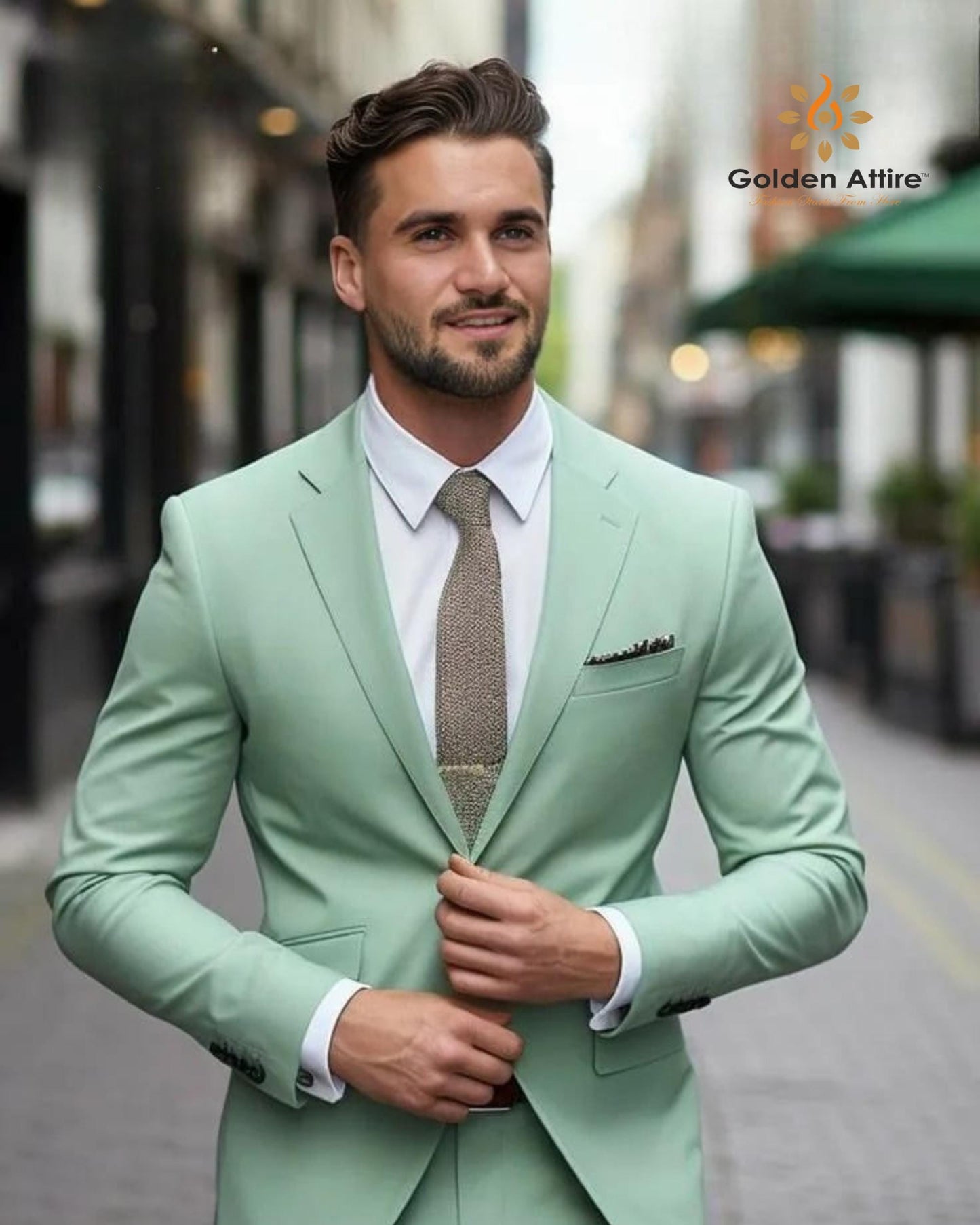Sage Green Bespoke Suit: Modern Wedding Groom Suit