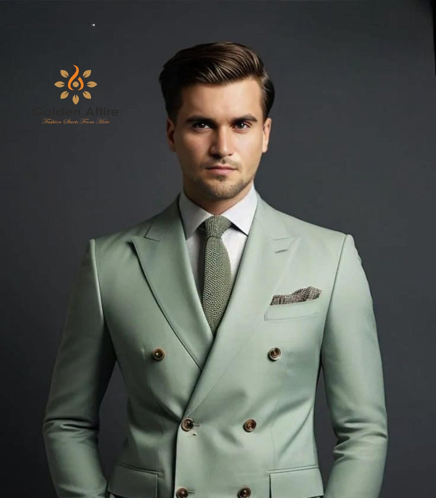 Sage Green Double Breasted Suit: Custom fit Luxury Bespoke Tailoring Suits