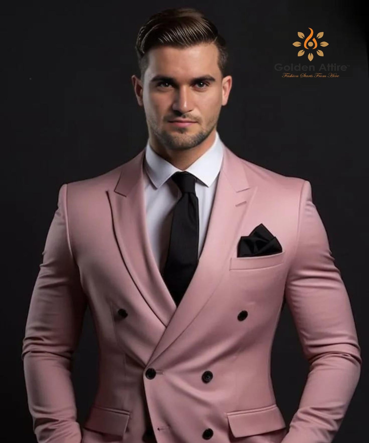 Customizable Dusty Rose Double-Breasted Suit, Terry Rayon Fabric