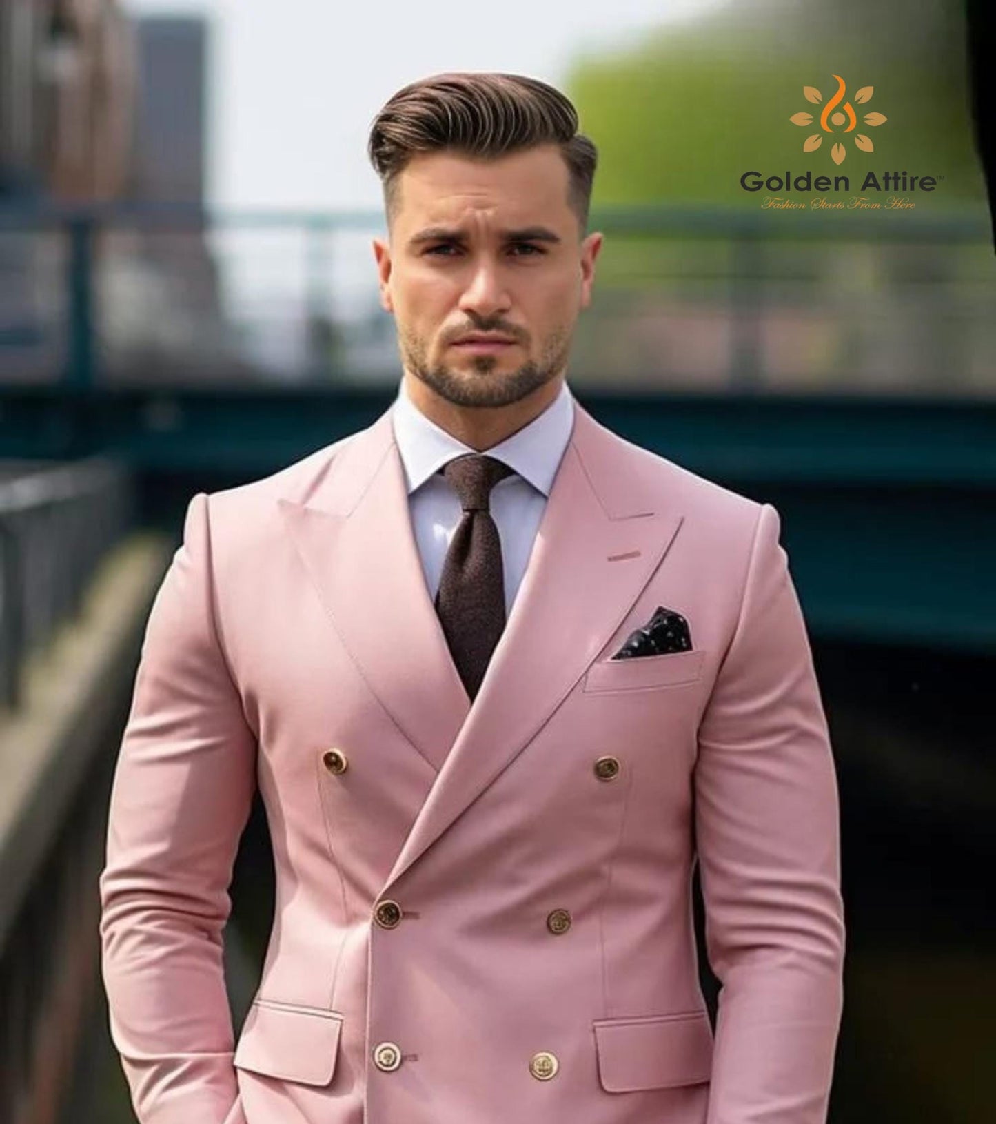 Dusty Rose Double-Breasted Suit: Customizable Wedding Groom Suit