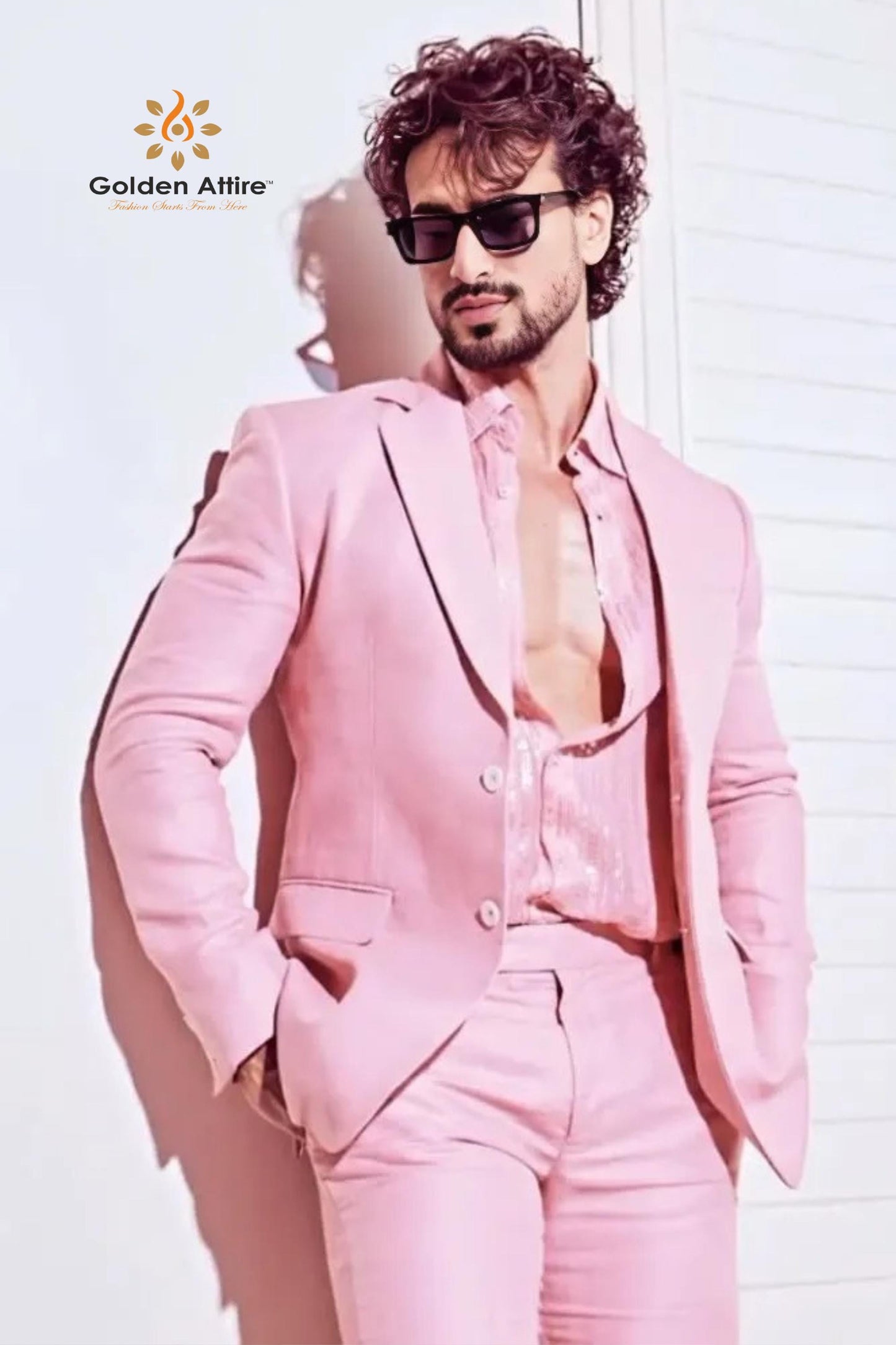 Custom Pink Terry Rayon Suit, Two-Piece Blazer & Trousers