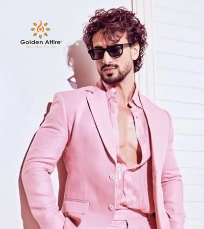Custom Pink Terry Rayon Suit, Two-Piece Blazer & Trousers