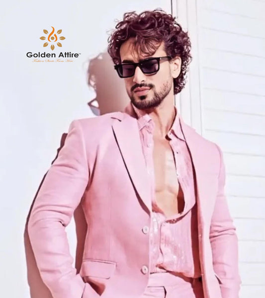 Custom Pink Terry Rayon Suit, Two-Piece Blazer & Trousers
