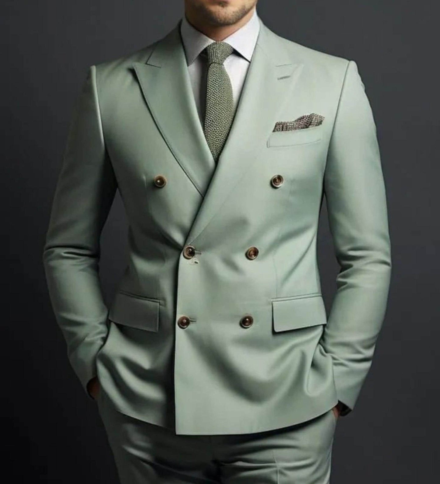 Sage Green Double Breasted Suit: Custom fit Luxury Bespoke Tailoring Suits
