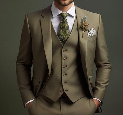 Bespoke Dark Olive Green Three Piece Suit: Customizable fit, Affordable Suit