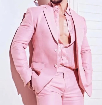 Custom Pink Terry Rayon Suit, Two-Piece Blazer & Trousers
