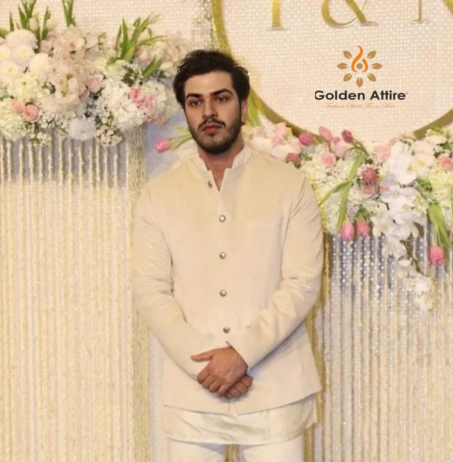 Customizable Off White Terry Rayon Jodhpuri Suit, Elegant Indian Wedding Outfit