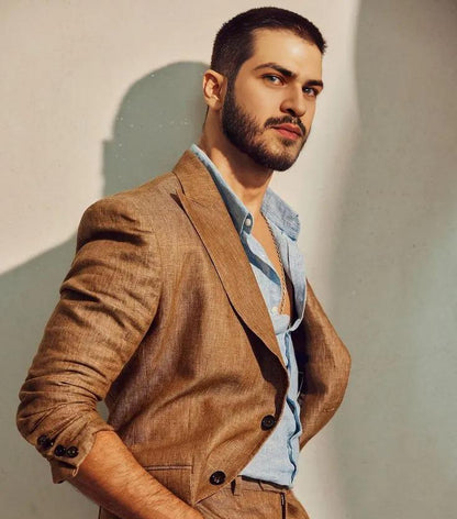 Brown Linen Groom Suit, Summer Wedding Bespoke Suit