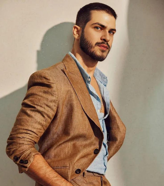 Brown Linen Groom Suit, Summer Wedding Bespoke Suit