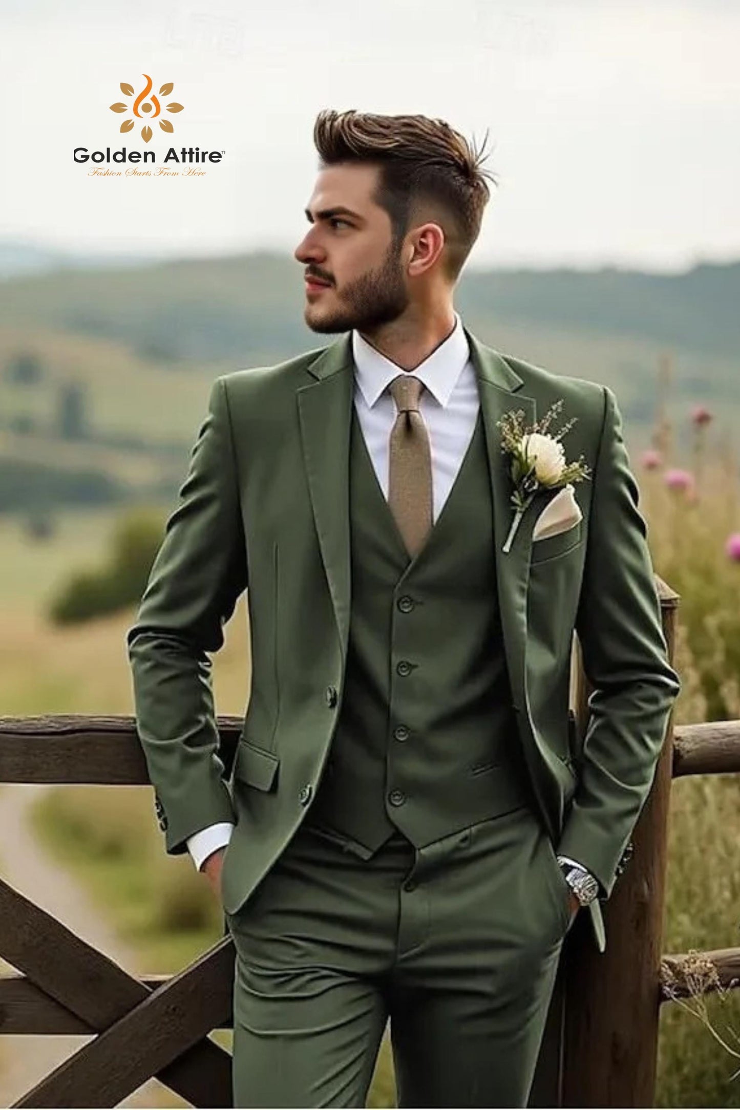 Emerald Green Three Piece Groom Suit: Customizable Wedding Bespoke Suit