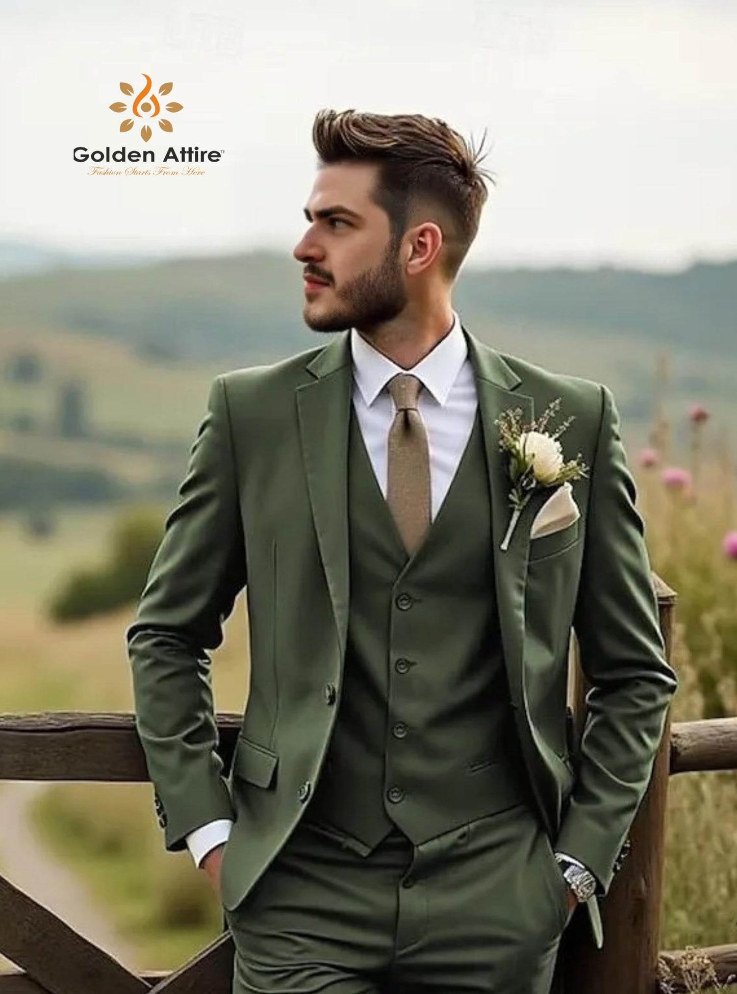 Emerald Green Three Piece Groom Suit: Customizable Wedding Bespoke Suit