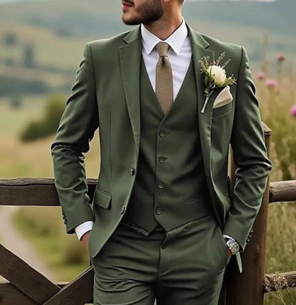 Emerald Green Three Piece Groom Suit: Customizable Wedding Bespoke Suit