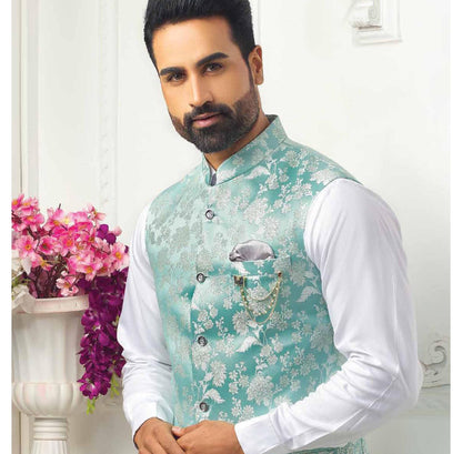 Floral Print Nehru Jacket: Classic Indian Wedding Attire