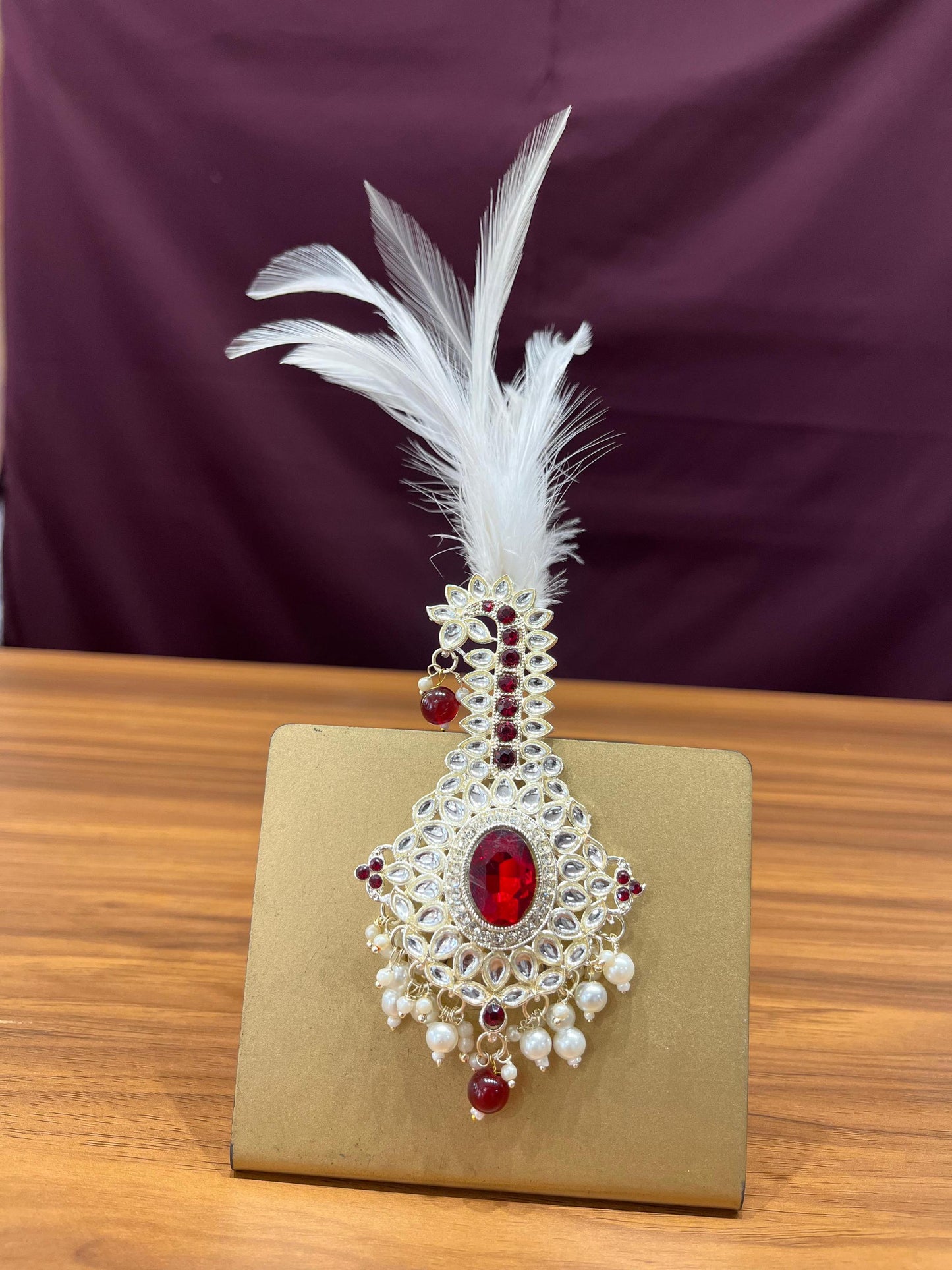 Groom Turban Kalangi Brooch, Kundan Indian Wedding Accessory