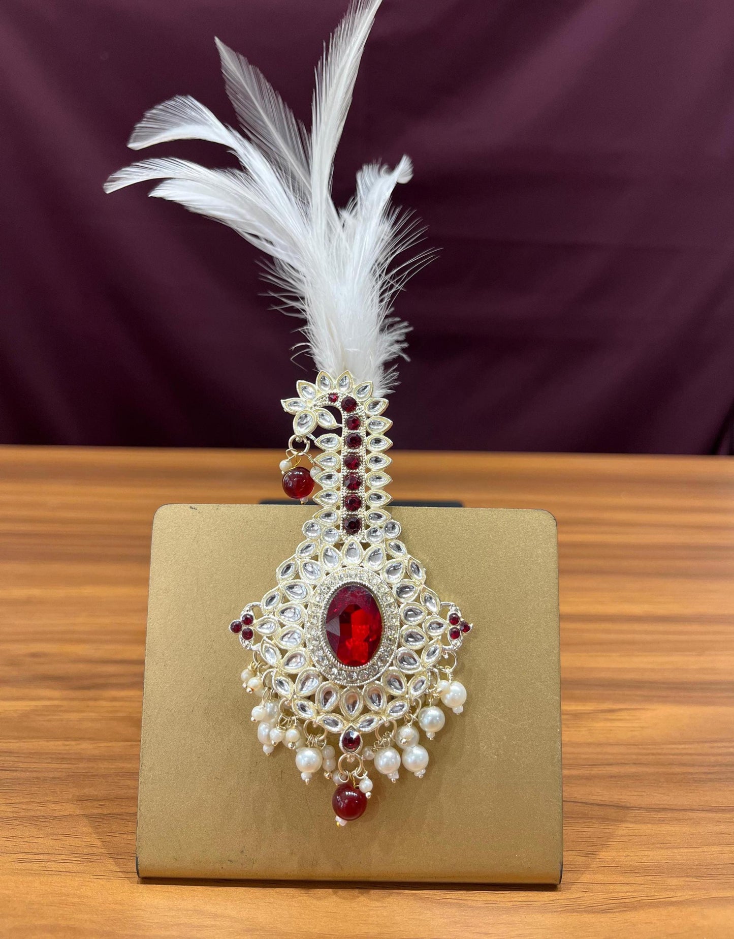 Groom Turban Kalangi Brooch, Kundan Indian Wedding Accessory