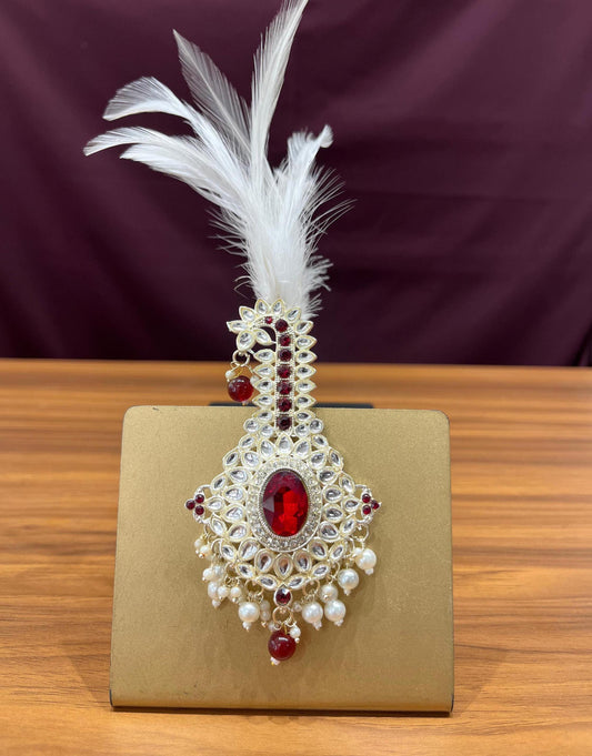 Groom Turban Kalangi Brooch, Kundan Indian Wedding Accessory