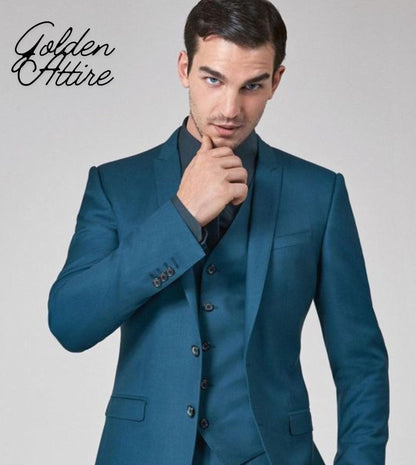 Classic 3-Piece Suit: Bespoke 2-Button Dinner Wedding Groom Suit