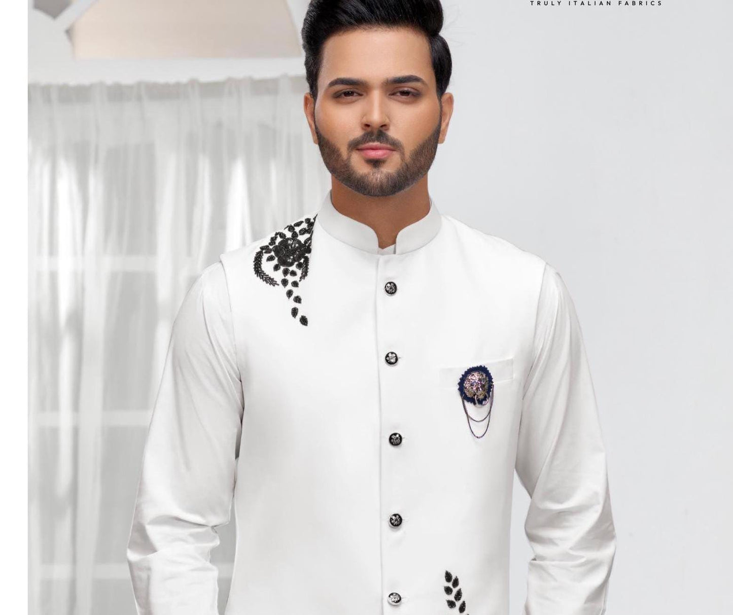 Handcrafted White Nehru Jacket: Groom Wedding Modi Jacket