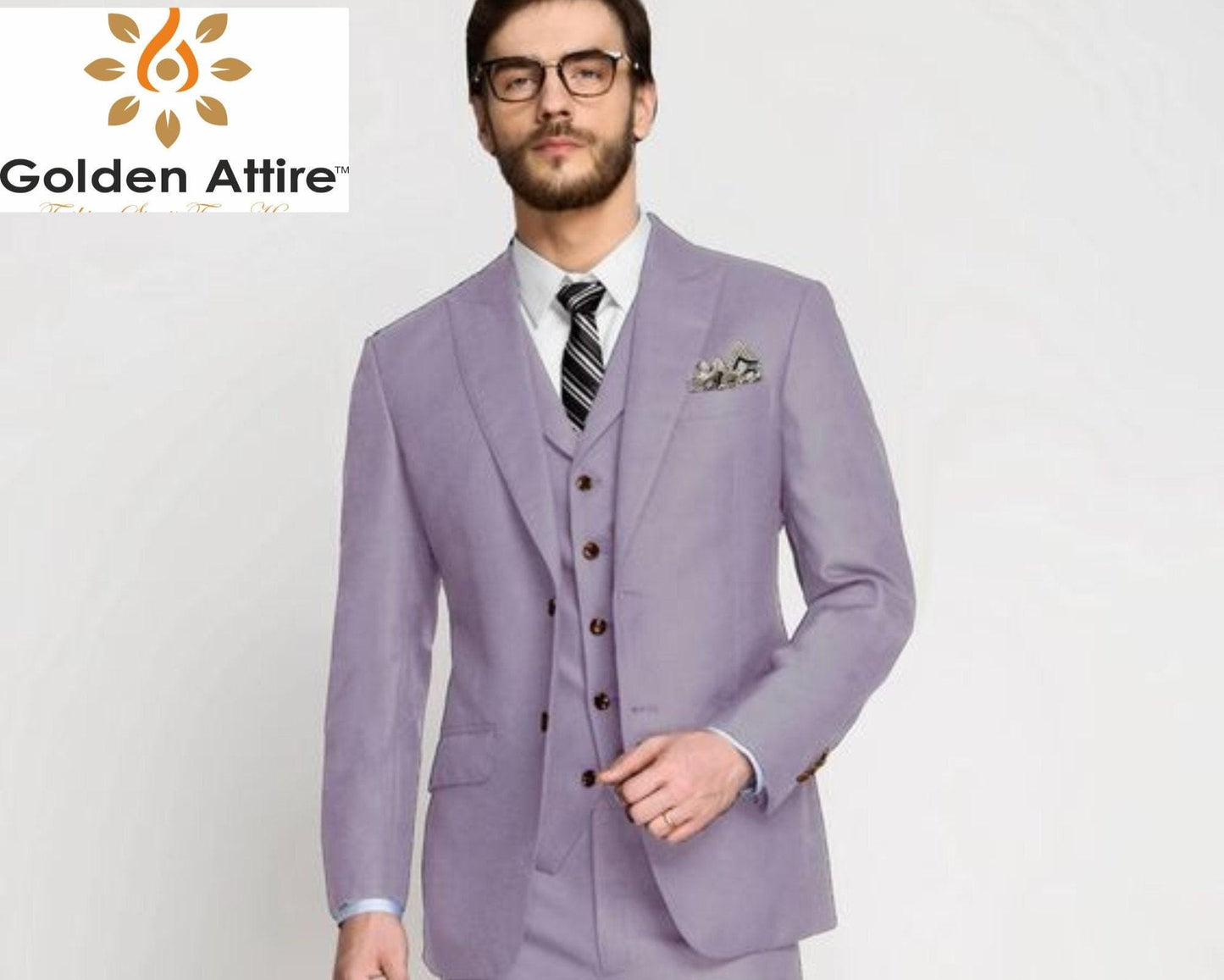 Light Purple Men's Suit: Two-Piece Wedding Dinner Suit