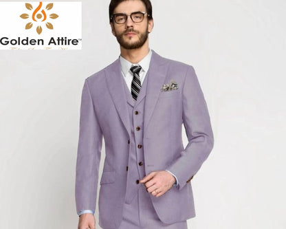 Light Purple Men's Suit: Two-Piece Wedding Dinner Suit