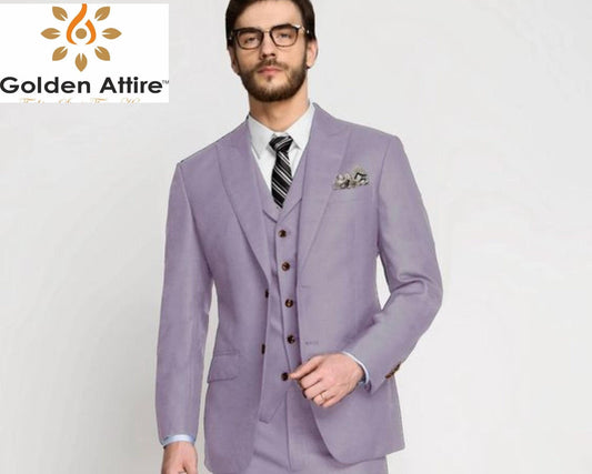 Light Purple Men's Suit: Two-Piece Wedding Dinner Suit