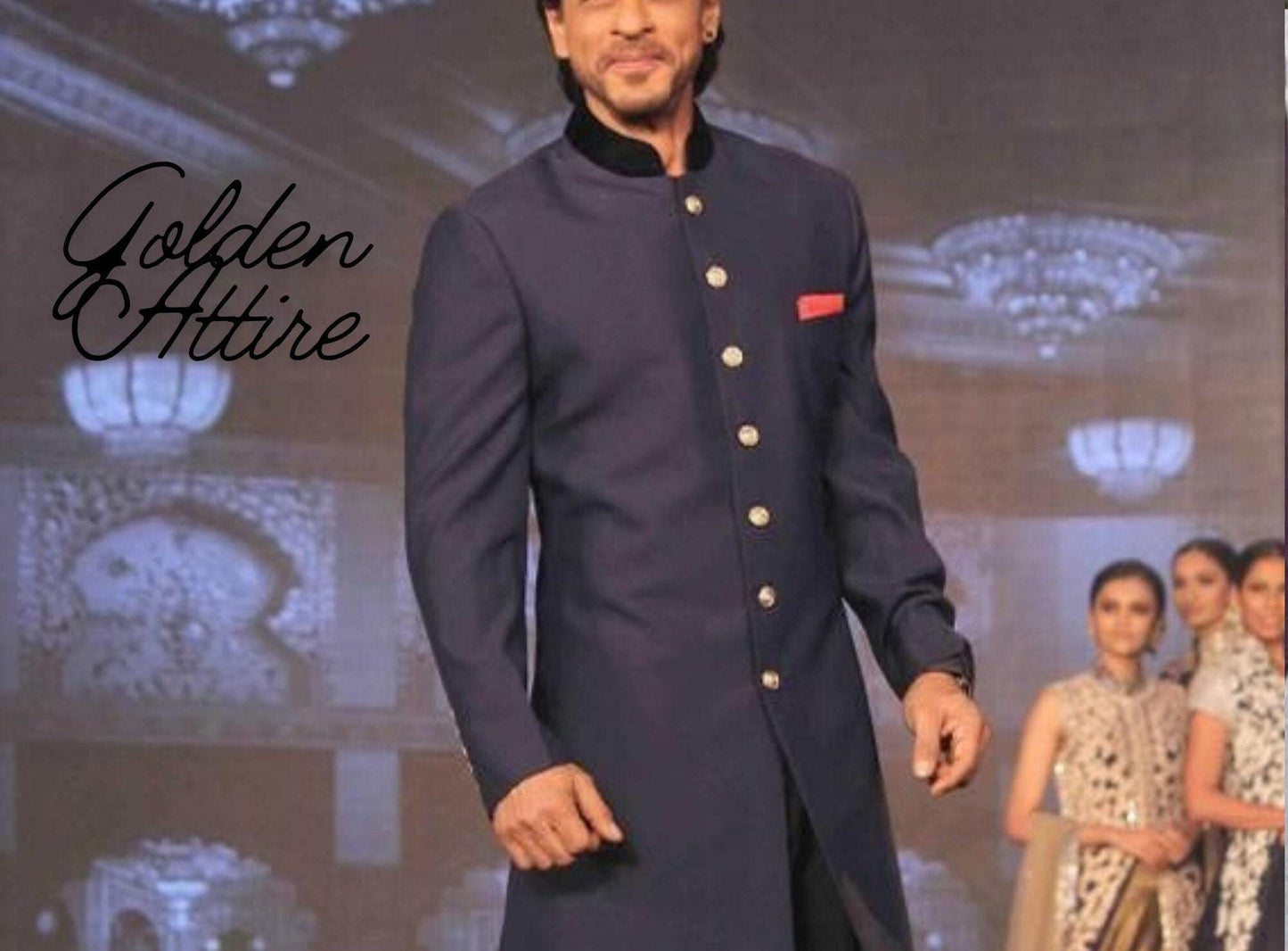 Blue Sherwani for Men: Bollywood Designer Bandhgala Suit