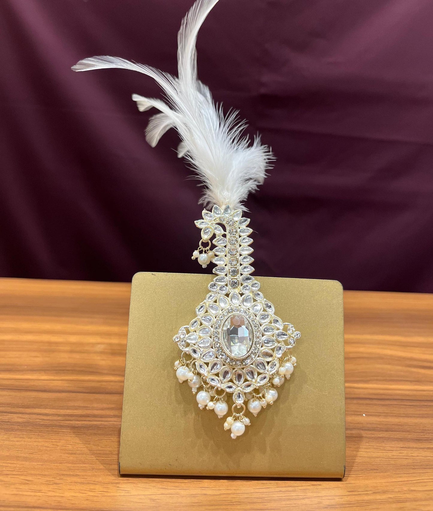 Minakari kalangi: Handmade Golden Attire turban kalgi brooch