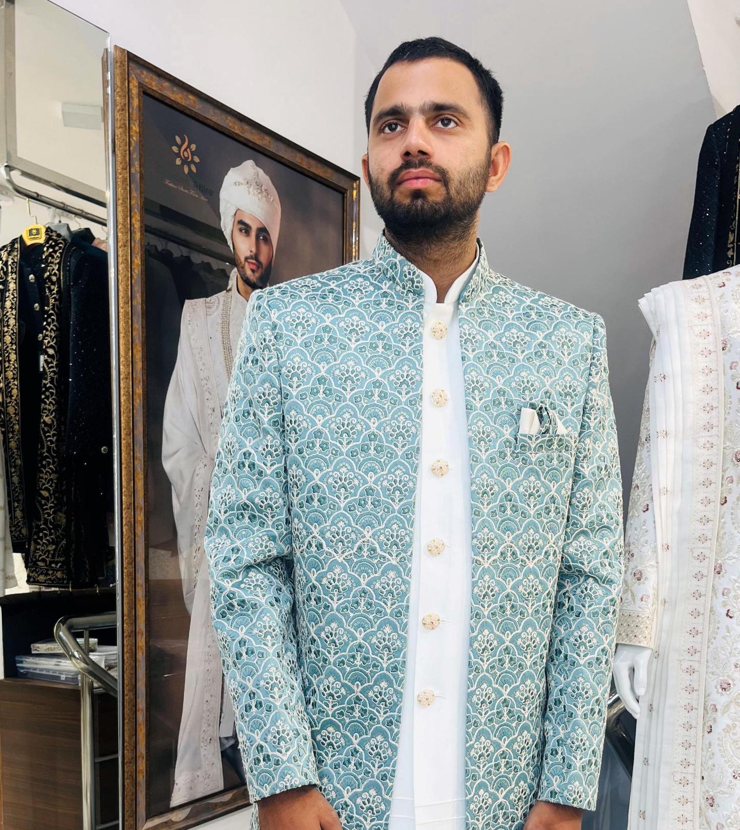 Elegant Groom Sherwani, Indo Western Wedding Outfit
