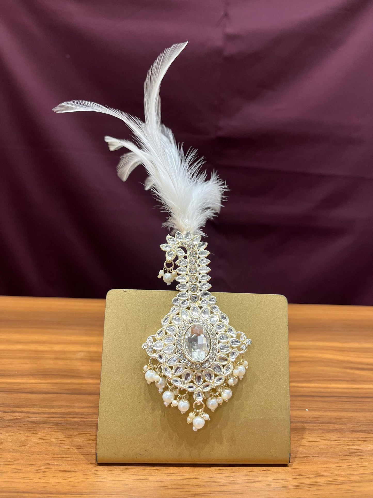 Minakari kalangi: Handmade Golden Attire turban kalgi brooch