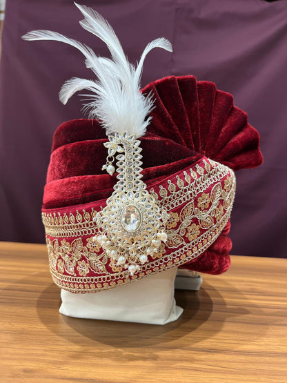 Minakari kalangi: Handmade Golden Attire turban kalgi brooch