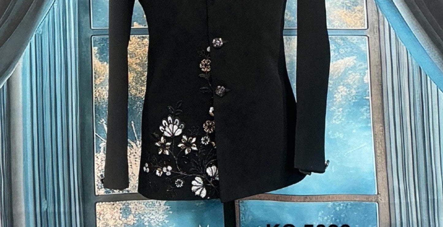 Black Jodhpuri Wedding Suit, Zardozi Embroidery, Customizable Fit