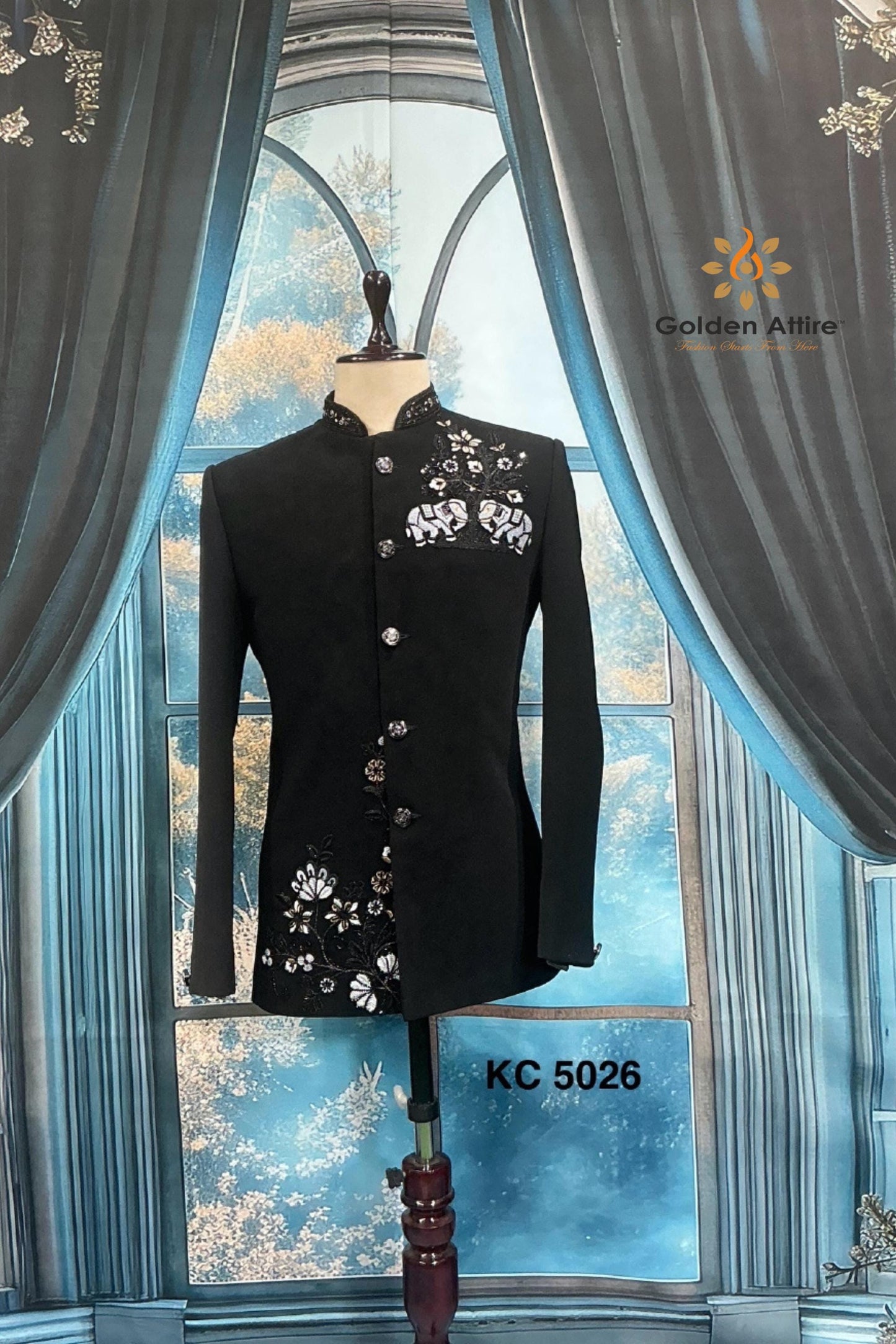 Black Jodhpuri Wedding Suit, Zardozi Embroidery, Customizable Fit