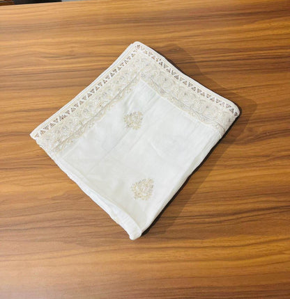Cream Wedding Turban Shawl, Indian Groom Safa Shawl