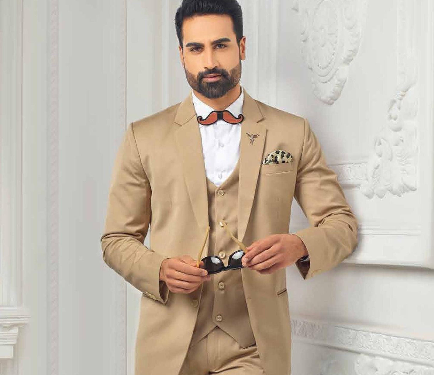 Beige 3-Piece Suit: Men's Wedding, Prom, or Groomsmen Suit