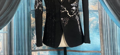 Men's Black Tuxedo Suit, Zardozi Embroidery, Custom Fit, Shawl lapel dinner suit jacket