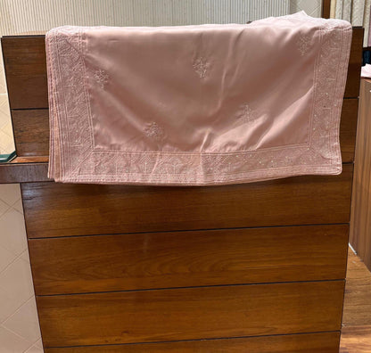 Dusty Rose Groom Shawl Stole & Safa Turban Set, Embroidery Border, for Sherwani and Kurta