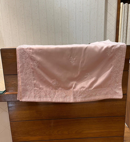 Dusty Rose Groom Shawl Stole & Safa Turban Set, Embroidery Border, for Sherwani and Kurta