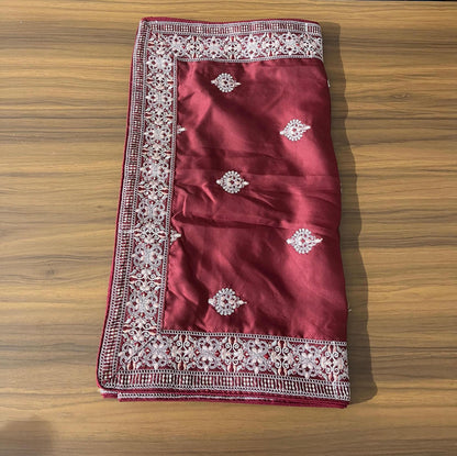 Maroon Embroidered Indian Wedding Turban, Sherwani Pagri